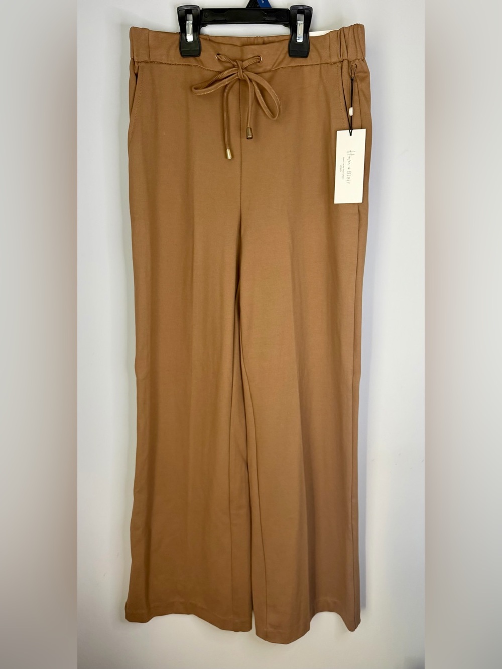 Relaxed Wide-Leg Pull-On Trousers in Camel